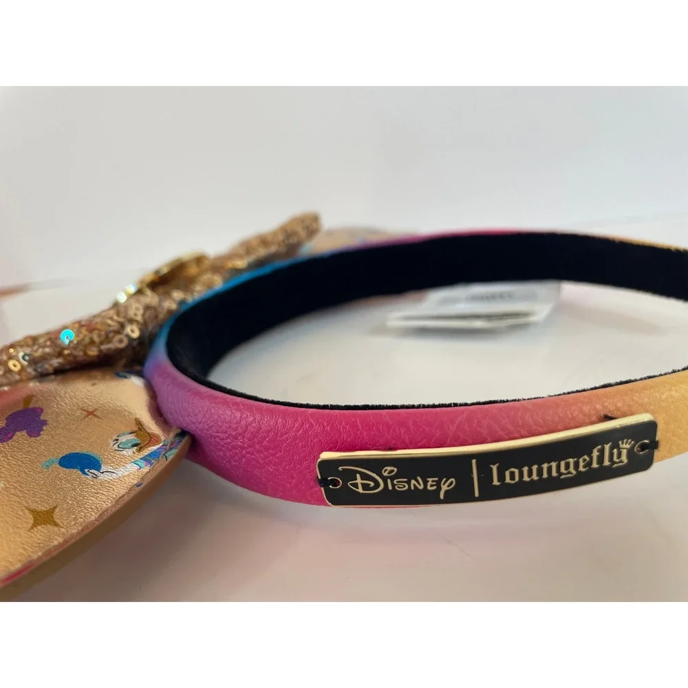 Disney Loungefly Disneyland 70th Anniversary Minnie Mouse Ears Gold Sequin Bow